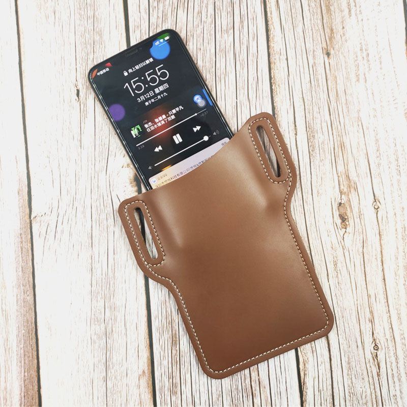 Mænd Imiteret Læder Ensfarvet Telefontaske Retro Nem Bæretaske Edc Bæltetaske Med Bælteløkke