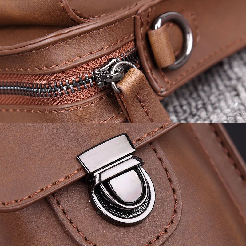 Mænd Imiteret Læder Mini Casual Multi-carry Talje Hængende 6.3 Tommer Telefontaske Skulder Crossbody Taske Med Bælteløkke