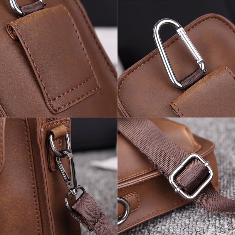 Mænd Imiteret Læder Mini Casual Multi-carry Talje Hængende 6.3 Tommer Telefontaske Skulder Crossbody Taske Med Bælteløkke
