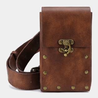 Mænd Imiteret Læder Steampunk Mode Retro Sport 6.3 Tommer Telefontaske Taljetaske