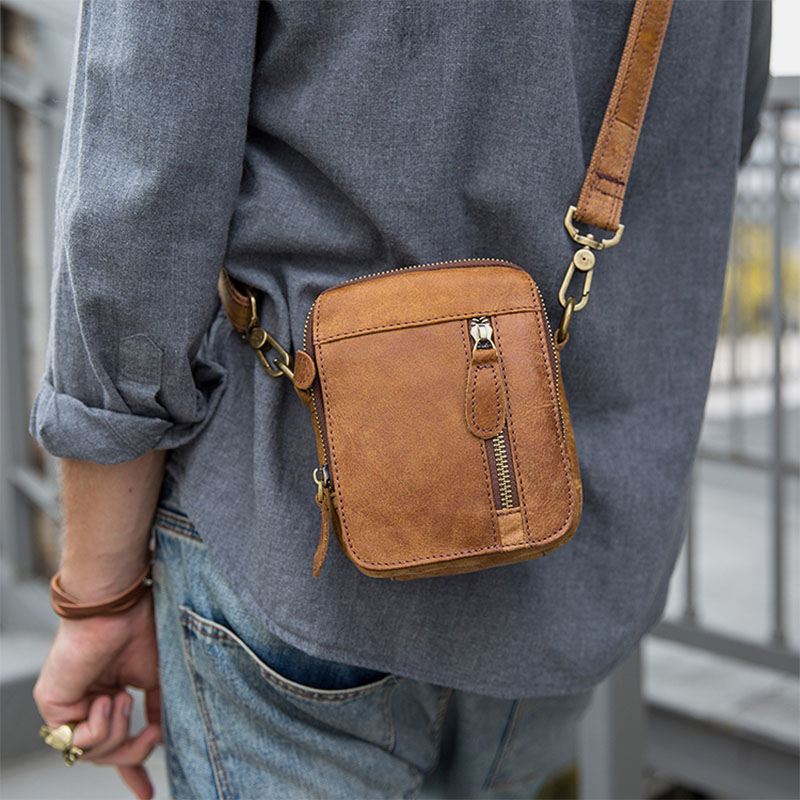 Mænd Multi-lomme Bæltetaske Med Stor Kapacitet Crossbody Skuldertasker Retro Casual 6.5 Tommer Telefontaske