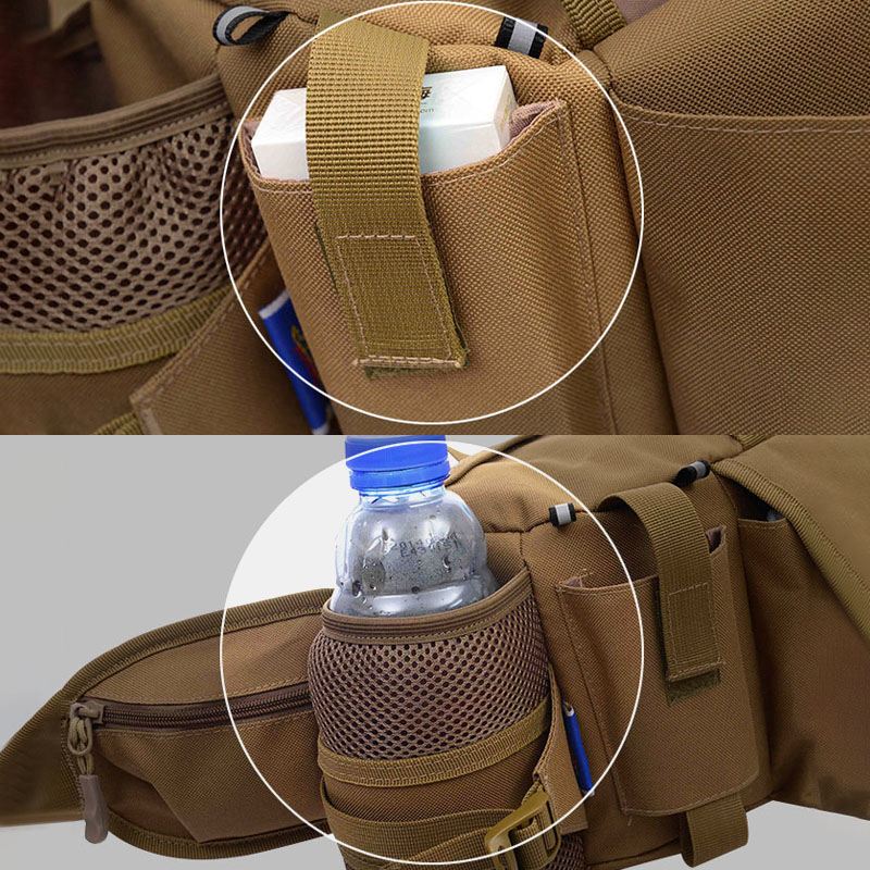 Mænd Nylon Camouflage Stor Kapacitet Multifunktionel Multi-pocket Åndbar Udendørs Fisketaske Rygsæk Taljetaske