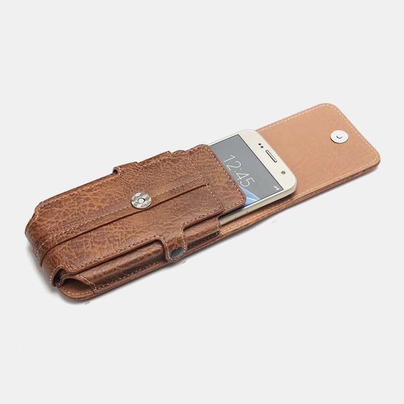 Mænd Pu-læder Edc Multi-purpose Bæltetaske Vintage Letvægts Telefontaske Taljetaske