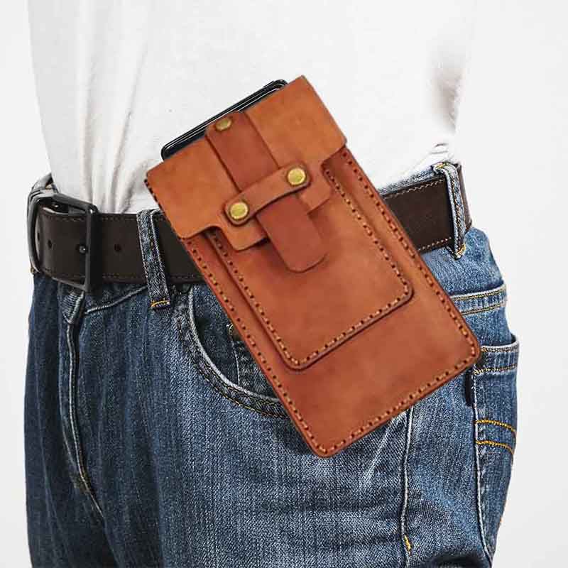 Mænd Retro Ægte Læder Edc Multifunktion Taljetaske Casual 6.3 Tommer Telefontaske Bæltetaske