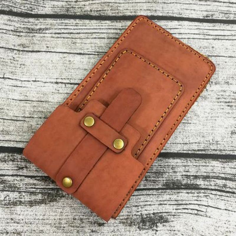 Mænd Retro Ægte Læder Edc Multifunktion Taljetaske Casual 6.3 Tommer Telefontaske Bæltetaske