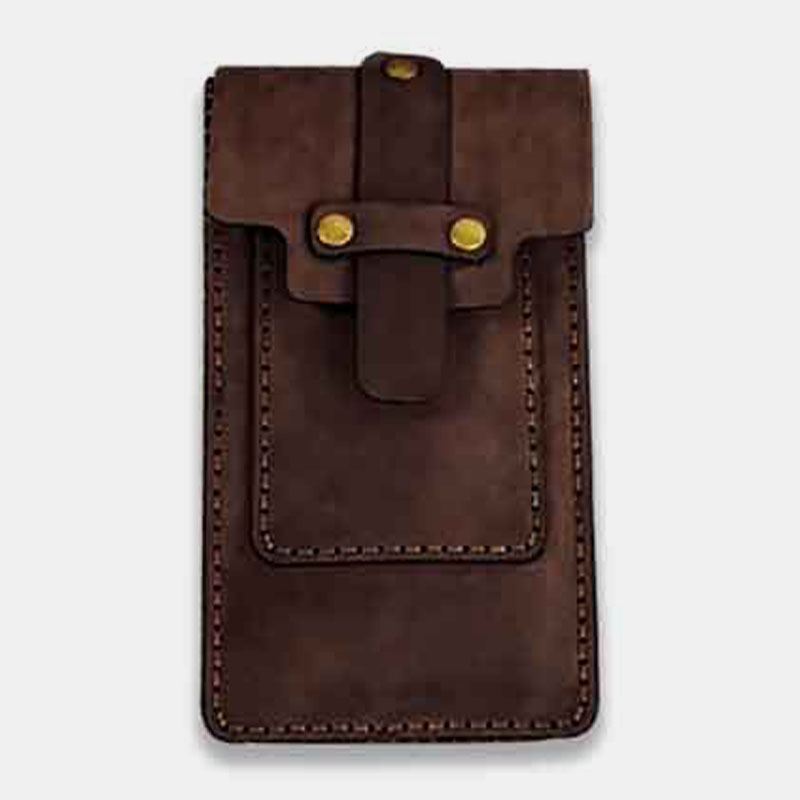 Mænd Retro Ægte Læder Edc Multifunktion Taljetaske Casual 6.3 Tommer Telefontaske Bæltetaske