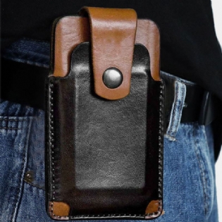 Mænd Retro Ægte Læder Farve Matchende 5.8 Tommer Telefontaske Bæltetaske Taljetaske