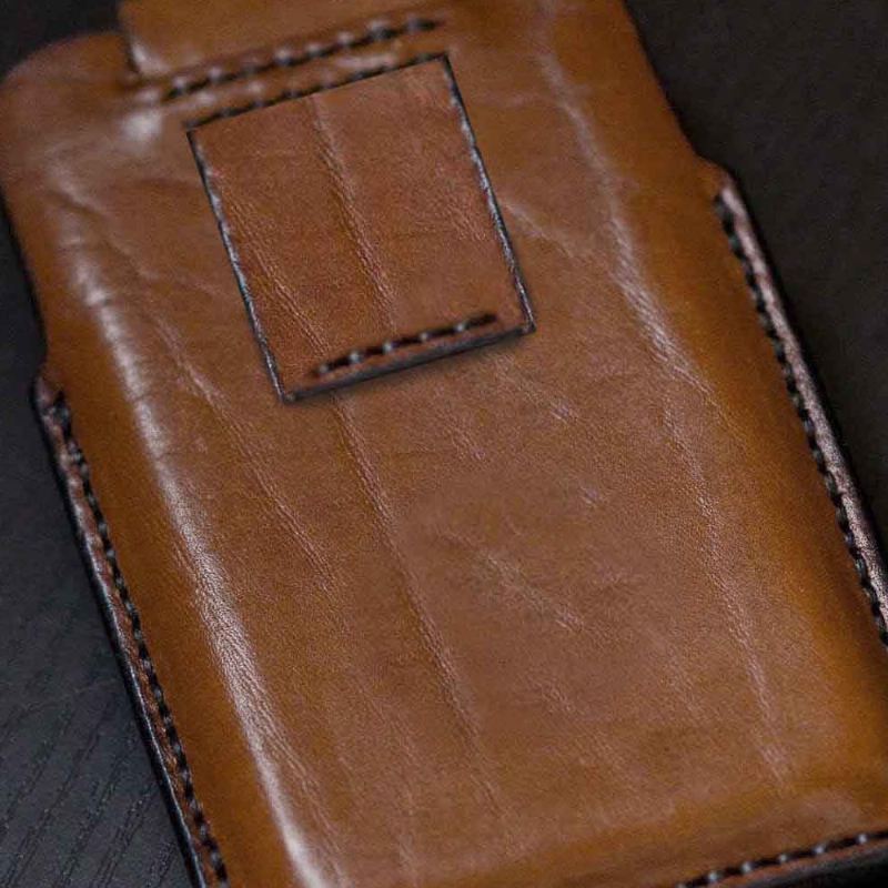 Mænd Retro Ægte Læder Farve Matchende 5.8 Tommer Telefontaske Bæltetaske Taljetaske