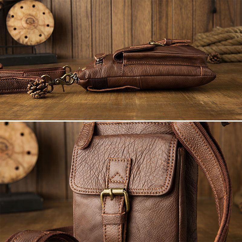 Mænd Retro Multi-pocket Taljetaske Med Stor Kapacitet 6.5 Tommer Telefontaske Crossbody Skuldertasker