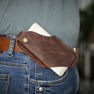 Mænd Retro Rub Color Edc Mini Taljetaske Ægte Læder Hasp 6.5 Tommer Telefontaske Bæltetaske