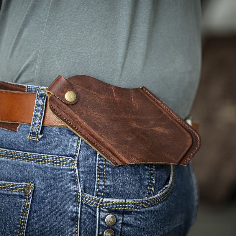 Mænd Retro Rub Color Edc Mini Taljetaske Ægte Læder Hasp 6.5 Tommer Telefontaske Bæltetaske