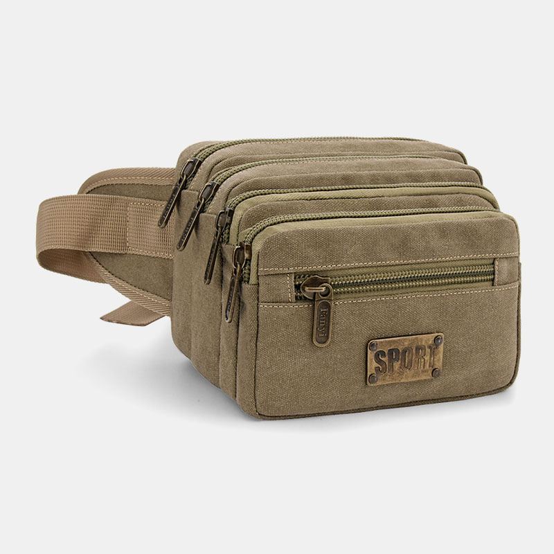Mænd Vandtæt Multi-pocket Taljetaske Lærred Stor Kapacitet Multi-purpose Telefontaske Brysttaske Crossbody Taske Skuldertaske