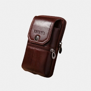 Mænd Vintage Ægte Læder 6.5 Tommer Telefontaske Taljetaske Bæltetaske