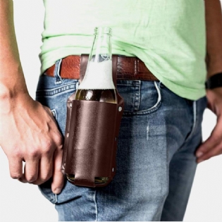 Mænd Vintage Imiteret Læder Talje Flasketaske Bæretaske Fanny Pack Med Vandflaskeholder