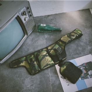 Unisex Hip-hop Style Camouflage Street Mode Udendørs Multi-pocket Bullet Bag Taljetaske Brysttaske
