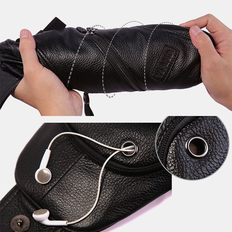 Brysttaske I Ægte Læder Til Mænd Skuldertaske Crossbody-taske