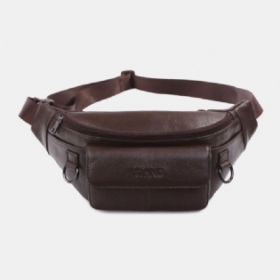 Mænd Ægte Læder Ensfarvet Multi-carry Crossbody-taske Brysttaske Bæltetaske Taljetaske