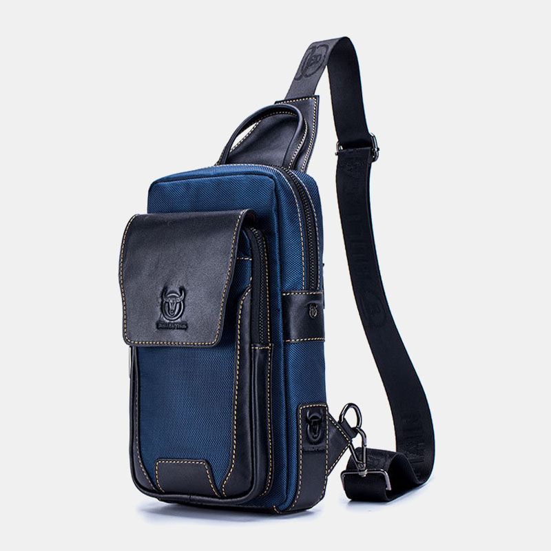 Mænd Ægte Læder Kohud Kontrast Farve Retro Mode Chets Bag Crossbody Taske