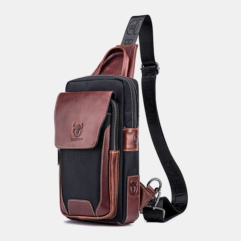 Mænd Ægte Læder Kohud Kontrast Farve Retro Mode Chets Bag Crossbody Taske