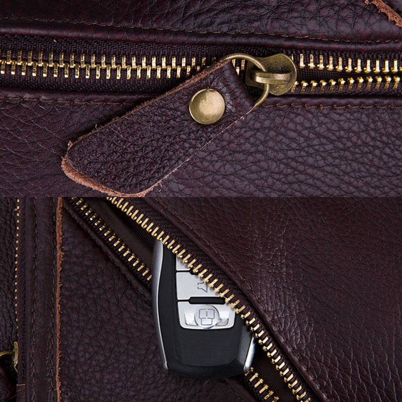 Mænd Ægte Læder Multi-layers Letvægts Crossbody Bag Brysttaske Sling Bag