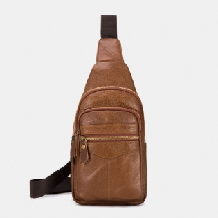 Mænd Ægte Læder Multi-layers Vandtæt Casual Crossbody Bag Brysttaske Sling Bag