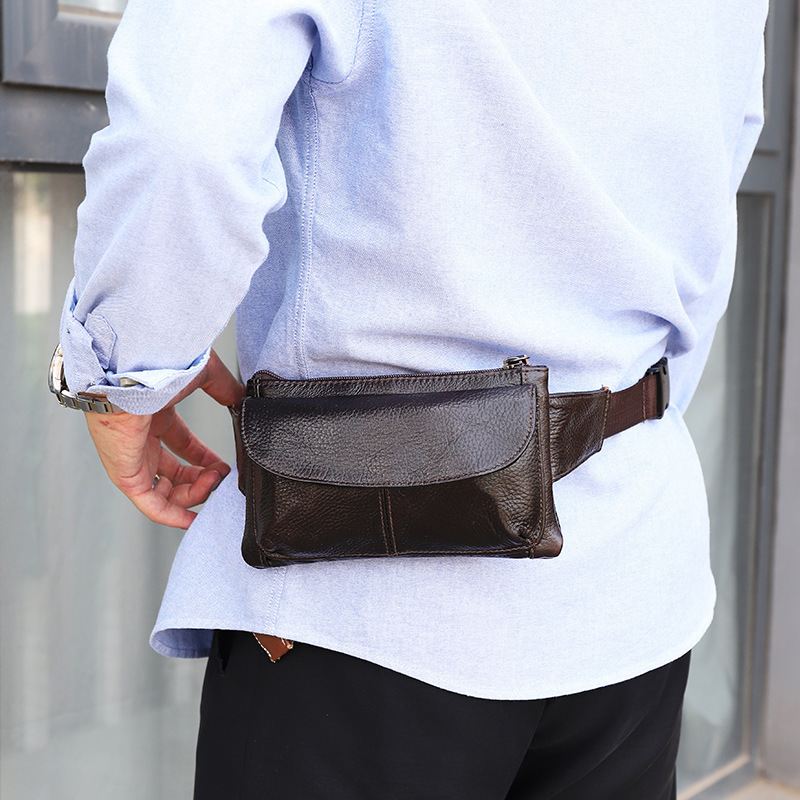 Mænd Ægte Læder Multi-lomme Anti-tyveri Multifunktionel Crossbody Taske Brysttaske Slynge Taske
