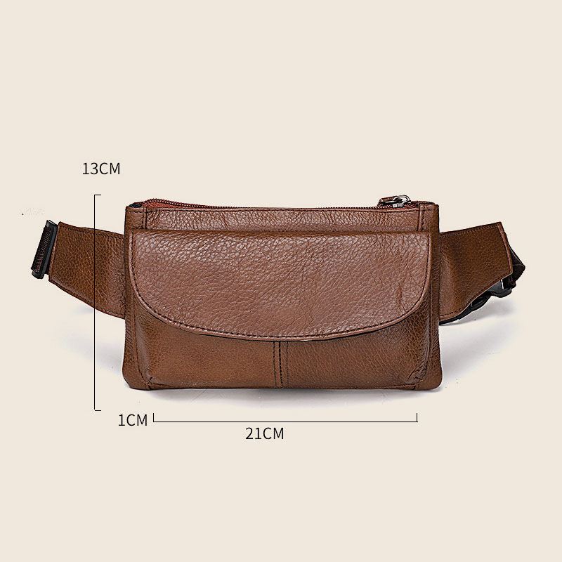 Mænd Ægte Læder Multi-lomme Anti-tyveri Multifunktionel Crossbody Taske Brysttaske Slynge Taske