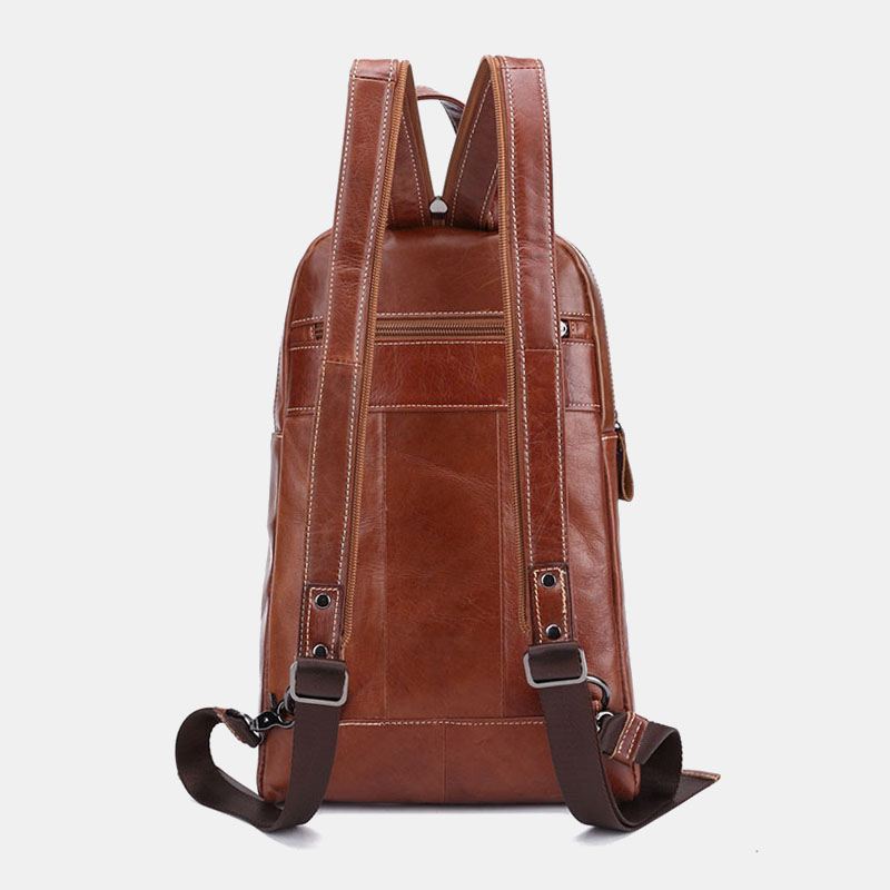Mænd Ægte Læder Multi-lomme Krokodille Mønster Brysttaske Multifunktion Anti-tyveri Crossbody Skuldertaske