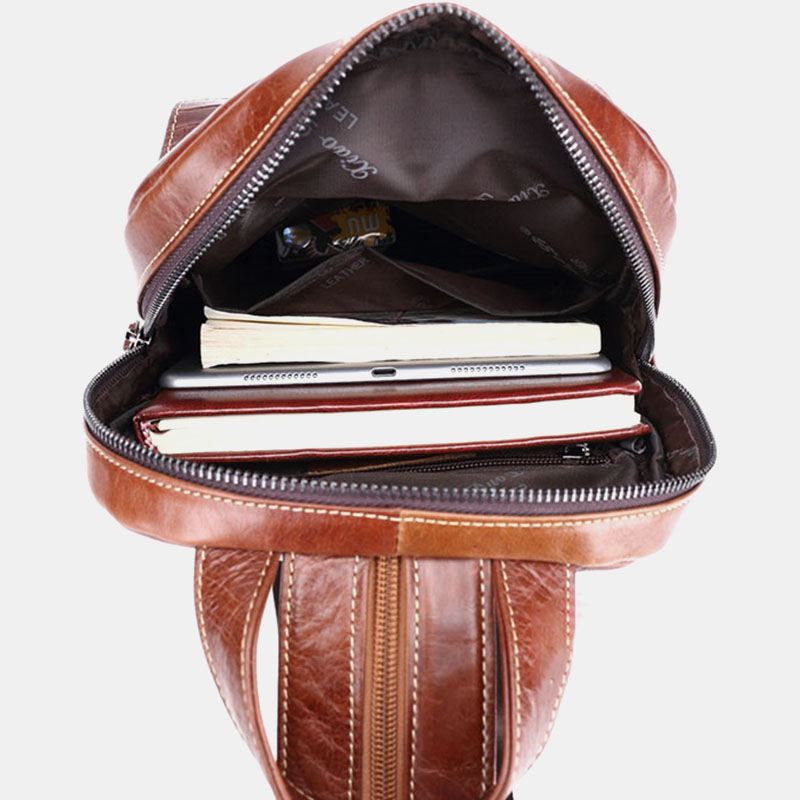 Mænd Ægte Læder Multi-lomme Krokodille Mønster Brysttaske Multifunktion Anti-tyveri Crossbody Skuldertaske