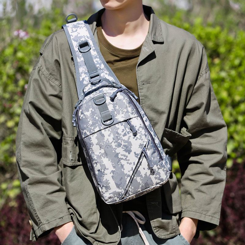 Mænd Camouflage Multi-carry Taktisk Fiskeri Rejse Udendørs Brysttaske Skuldertaske