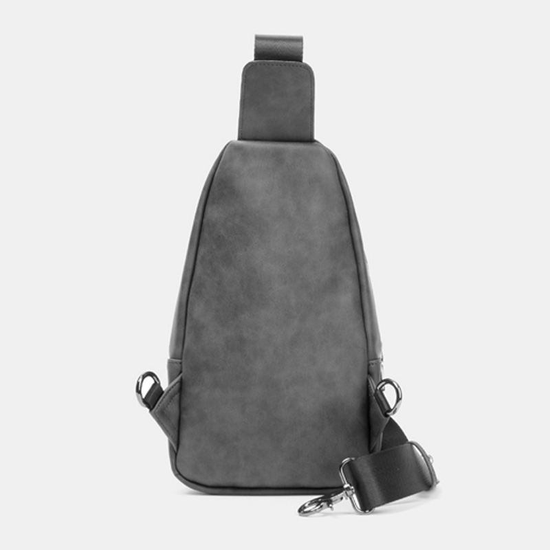 Mænd Ensfarvet Hovedtelefon Huldesign Multi-pocket Brysttaske Casual Udendørs Pu Blødt Læder Slidfast Crossbody Tasker Skuldertaske