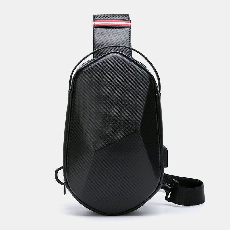 Mænd Hard Shell Multi-layers Usb-opladningsbrysttaske Sikkerhedsreflekterende Strip Stor Kapacitet Vandtætte Ridsefaste Crossbody-tasker