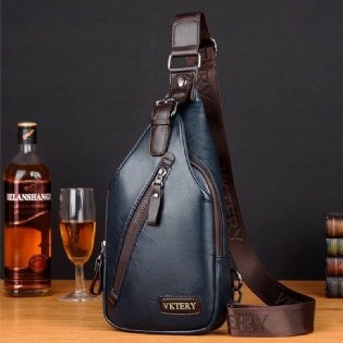Mænd Imiteret Læder Retro Forretningsrejse Brysttaske Crossbody Taske