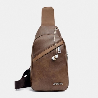 Mænd Med Stor Kapacitet Øretelefon Hul Business Multi-pocket Crossbody Taske Brysttaske Sling Bag