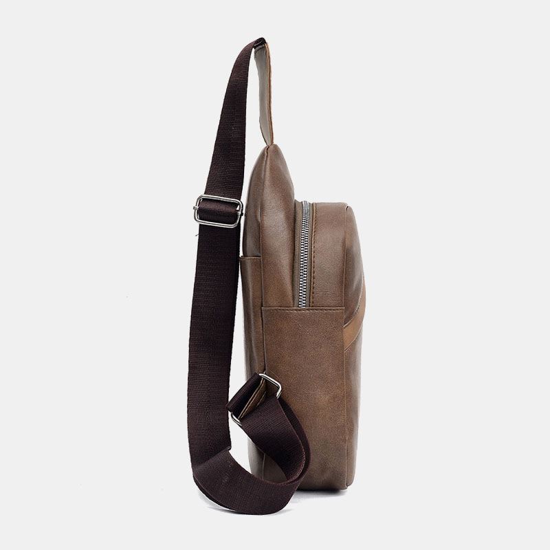 Mænd Med Stor Kapacitet Øretelefon Hul Business Multi-pocket Crossbody Taske Brysttaske Sling Bag