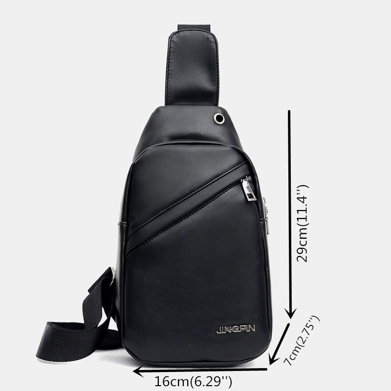 Mænd Med Stor Kapacitet Øretelefon Hul Business Multi-pocket Crossbody Taske Brysttaske Sling Bag