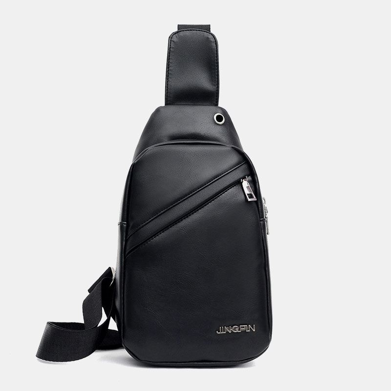 Mænd Med Stor Kapacitet Øretelefon Hul Business Multi-pocket Crossbody Taske Brysttaske Sling Bag