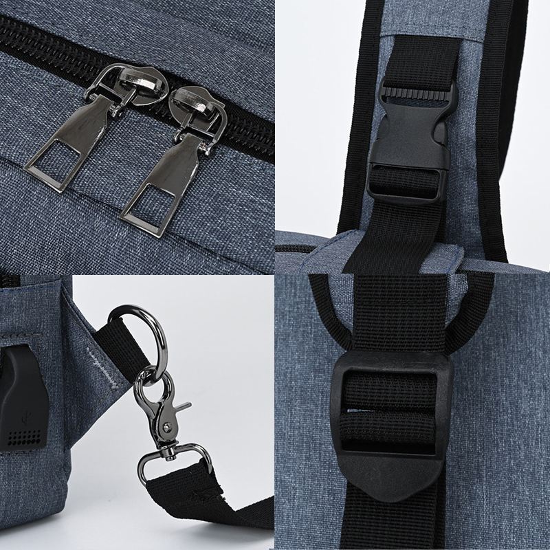 Mænd Med Stor Kapacitet Usb-opladebart Hul Til Hovedtelefoner Vandtætte Brysttasker Skuldertaske Crossbody-tasker
