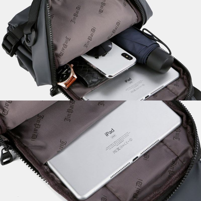 Mænd Multi-layers Space Business Solid Skuldertaske Crossbody Bag Brysttaske Med Usb-opladning
