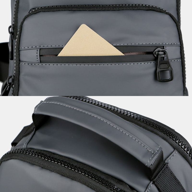 Mænd Multi-layers Space Business Solid Skuldertaske Crossbody Bag Brysttaske Med Usb-opladning