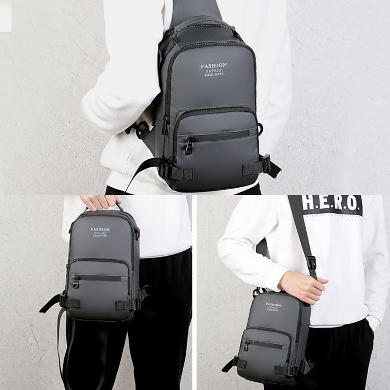Mænd Multi-layers Space Business Solid Skuldertaske Crossbody Bag Brysttaske Med Usb-opladning