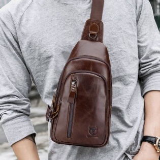 Mænd Multi-lomme Kohud Brysttaske Casual Sports Multifunktionel Crossbody Taske Med Stor Kapacitet Skuldertaske