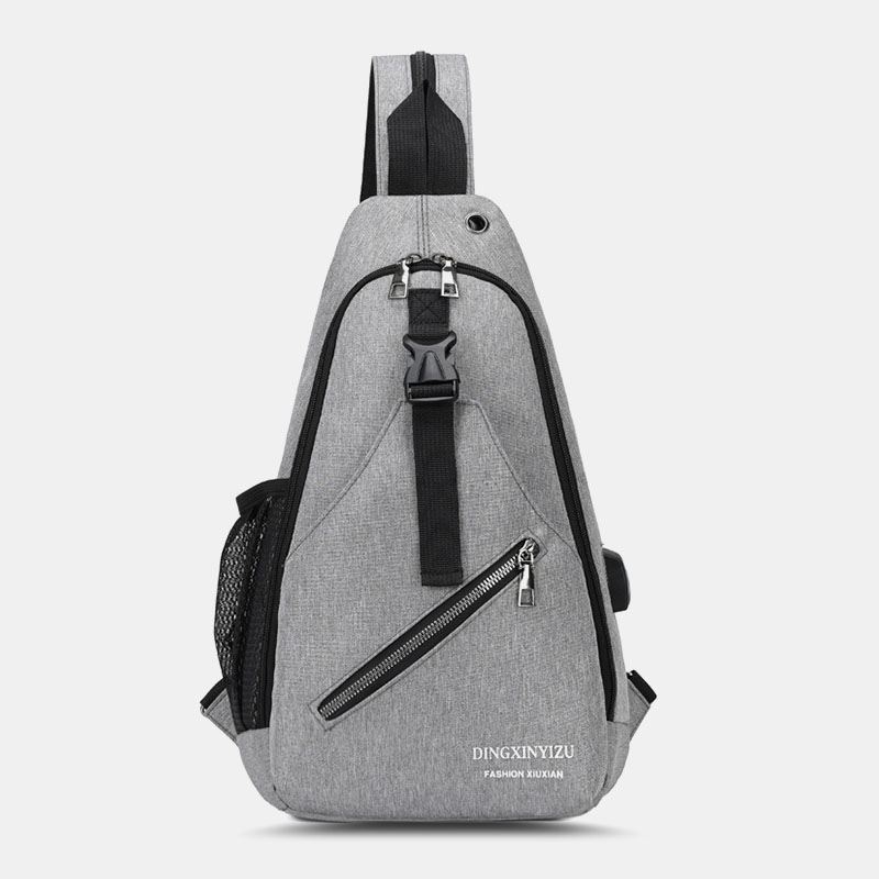 Mænd Multifunktion Vandtæt Usb Opladelig Hovedtelefon Hul Brysttasker Rygsæk Skuldertaske Crossbody Tasker