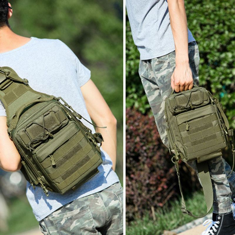 Mænd Nylon Camouflage Stor Kapacitet Multi-carry Tactical Travel Outdoor Brysttaske Skuldertaske