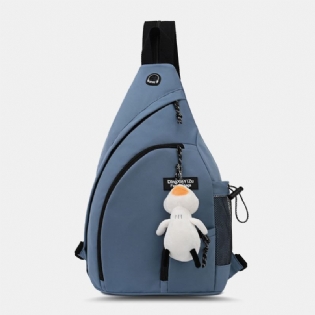 Mænd Nylon Hovedtelefonhul Vandtæt Brysttasker Med Stor Kapacitet Skuldertaske Crossbody-tasker Med Ornamenter