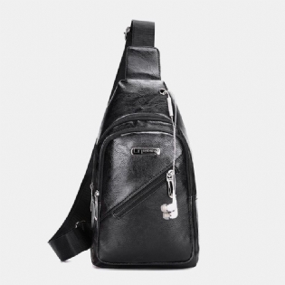 Mænd Øretelefon Hole Business Multi-pocket Crossbody Bag Brysttaske Sling Bag