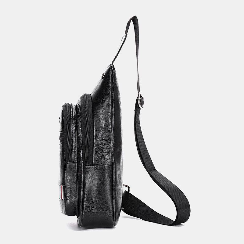Mænd Øretelefon Hole Business Multi-pocket Crossbody Bag Brysttaske Sling Bag