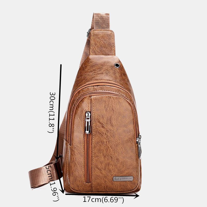 Mænd Øretelefon Hole Business Multi-pocket Crossbody Bag Brysttaske Sling Bag