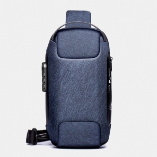 Mænd Oxford Adgangskode Usb Opladning Anti-theft Multi-layers Vandtæt Crossbody Bag Bryst Bag Sling Bag