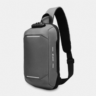 Mænd Oxford Adgangskodelås Anti-tyveri Reflekterende Strip Design Vandtæt Multi-lommer Crossbody Sling Bag Brysttaske